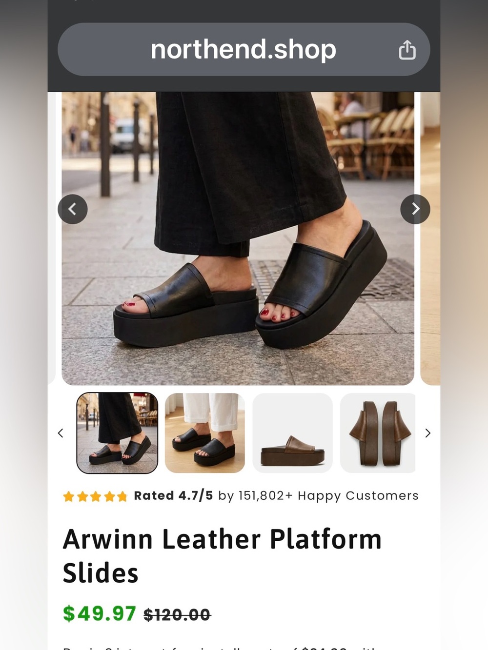NWT ARWINN Platform Slides. Northend Shop. Jet Black. Comfy, Comfy Shoes. - Picture 9 of 12
